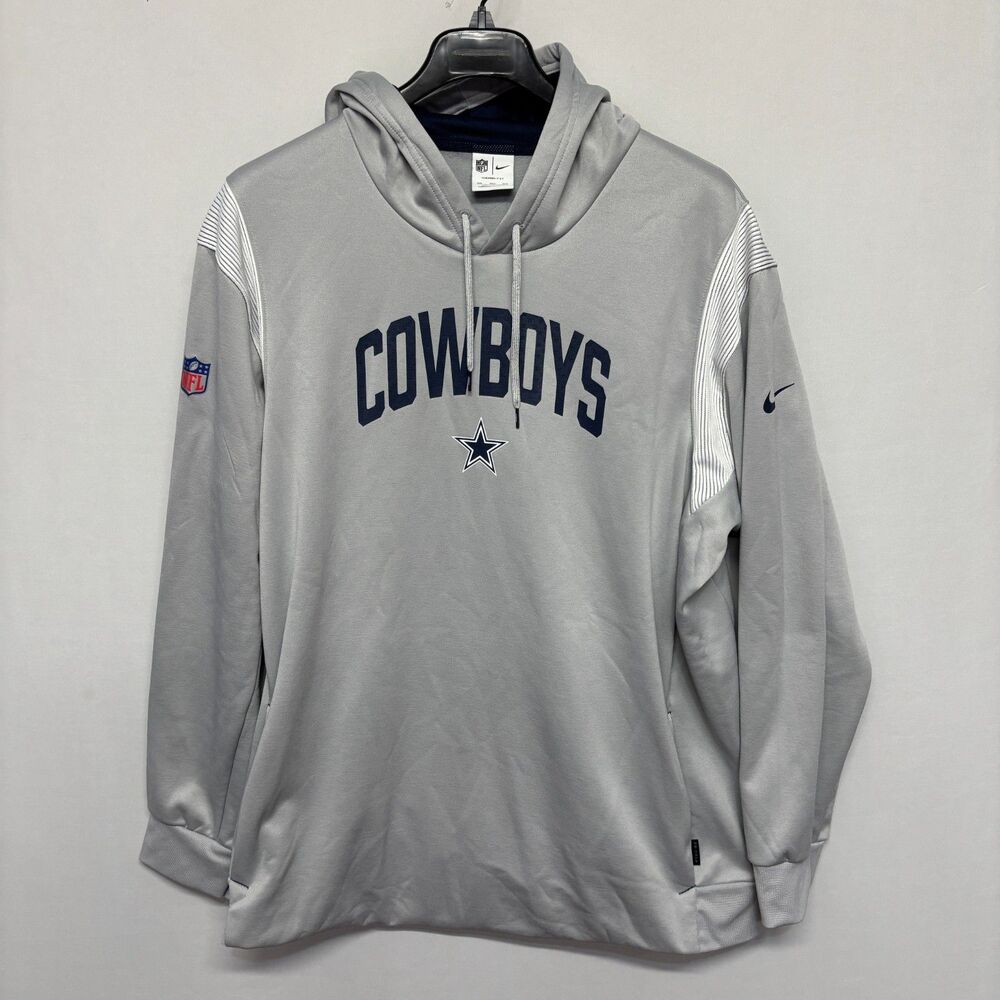 Nike 3XL Silver Dallas Cowboys Sideline Athletic Stack Pullover Hoodie C138 -6